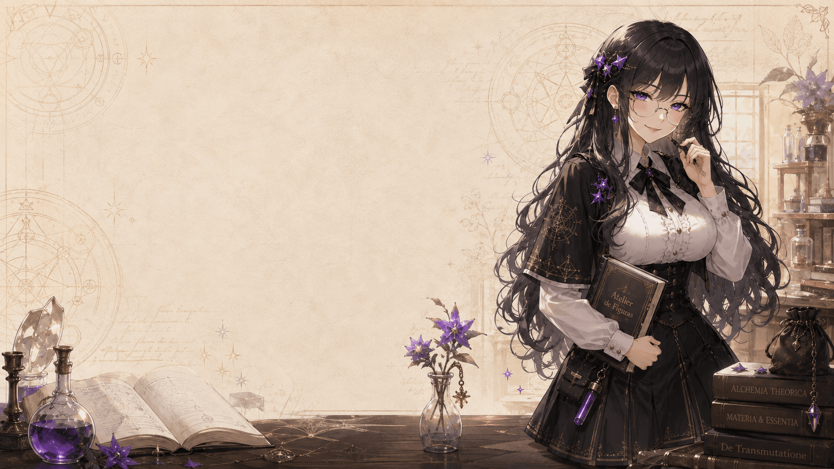Luna, a anfitriã do Atelier of Figures, com o livro do ateliê