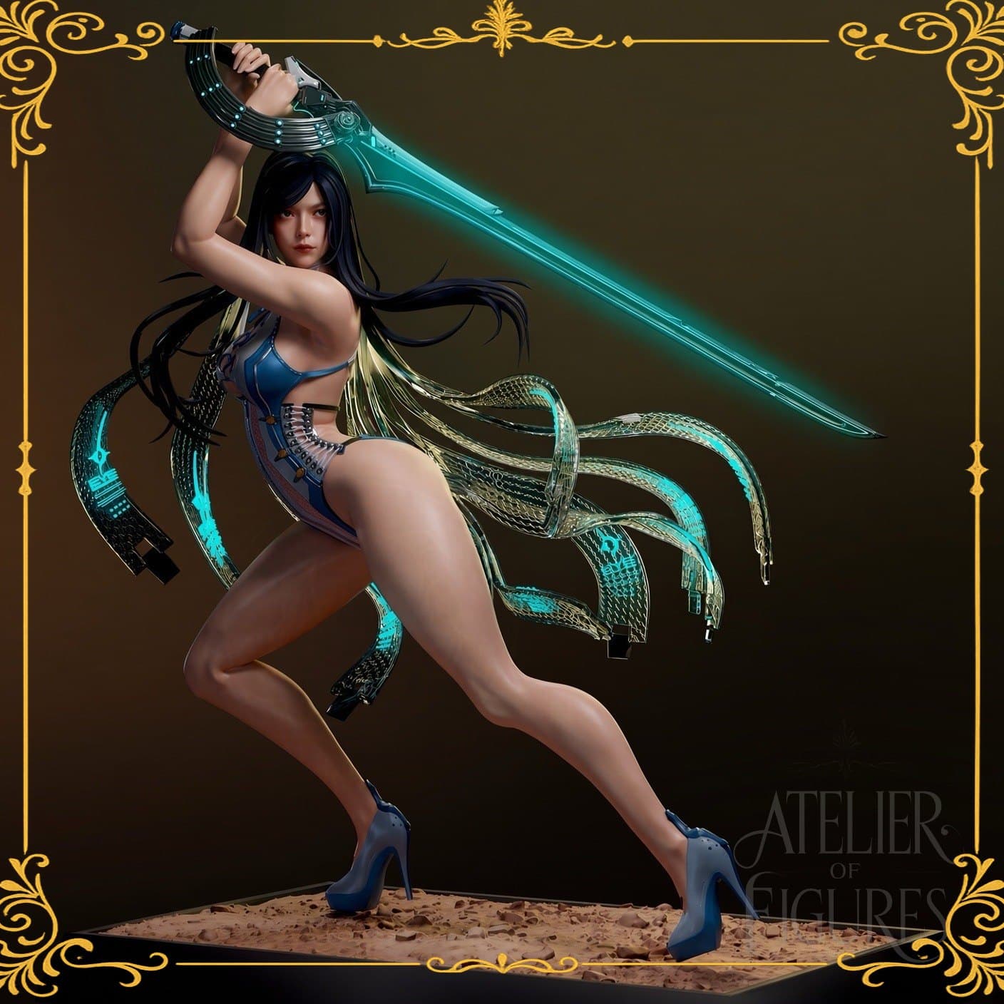 Figure Raven - Azure Requiem — figure colecionável em resina, Atelier of Figures