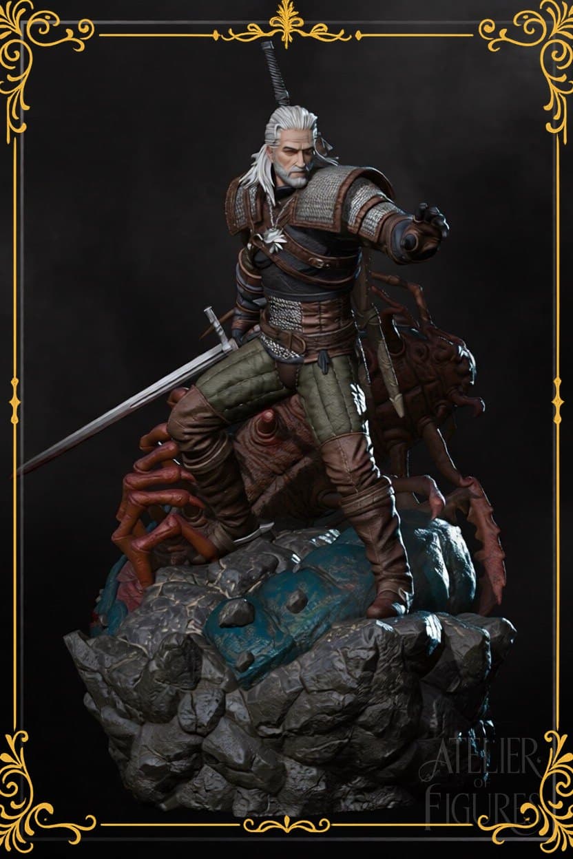 Figure Geralt — figure colecionável em resina, Atelier of Figures